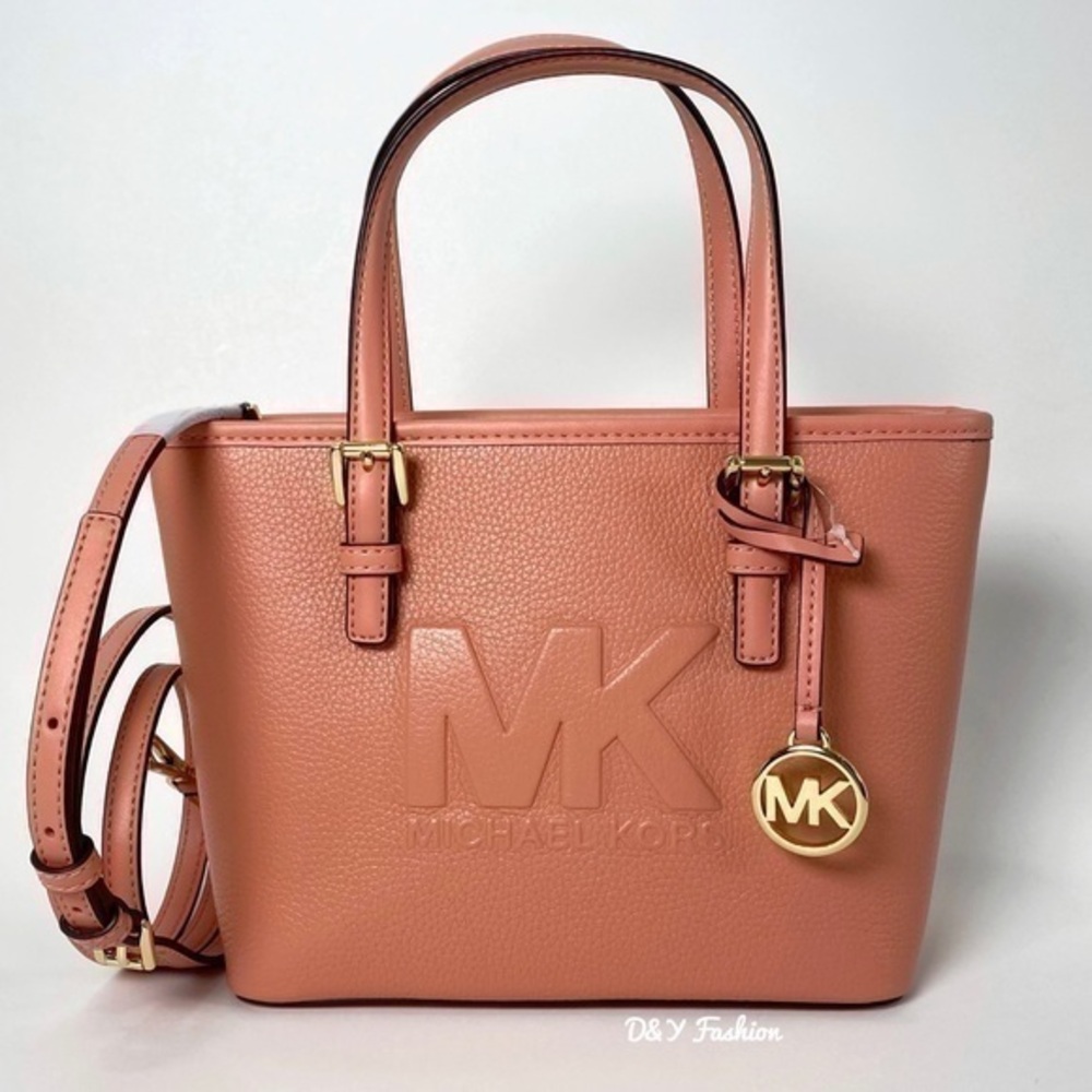 Michael Kors XS Satchel Crossbody Tote Bag Logo Embossed Top Zip Designer Purse